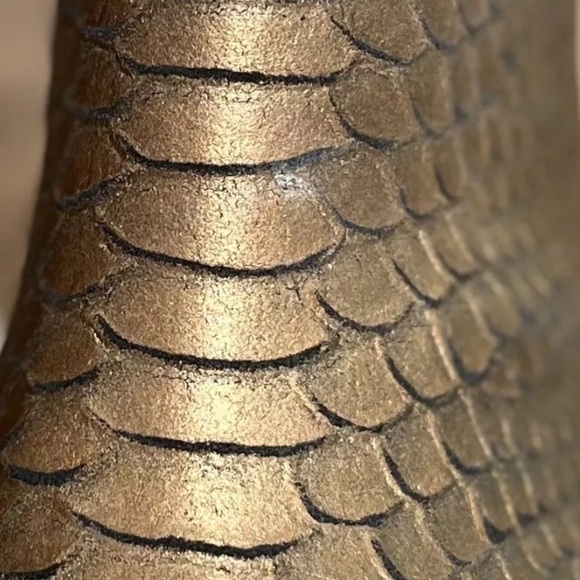 Badgley Mischka Fido Snake Print Embossed High Heels Booties 8M Bronze Wedding - Picture 13 of 16